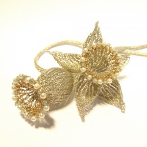 Flower Necklace Silver 18K Gold